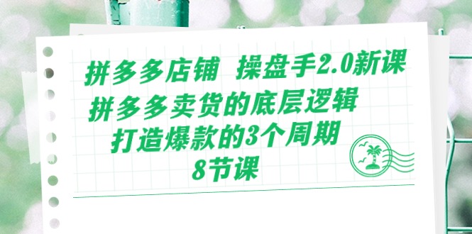 拼多多店铺操盘手2.0新课，拼多多卖货的底层逻辑，打造爆款的3个周期（8节）-七量思维