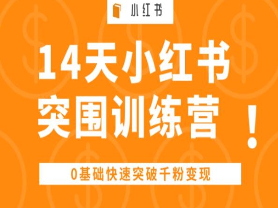 14天小红书突围训练营 ，0基础快速突破千粉变现-七量思维