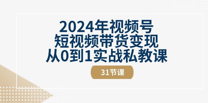 （10931期）2024年视频号短视频带货变现从0到1实战私教课（31节视频课）-七量思维