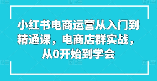 小红书电商运营从入门到精通课，电商店群实战，从0开始到学会-七量思维