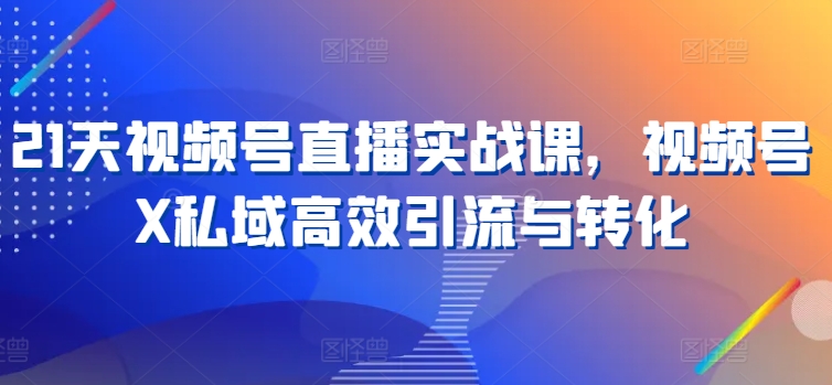 21天视频号直播实战课，视频号X私域高效引流与转化-七量思维