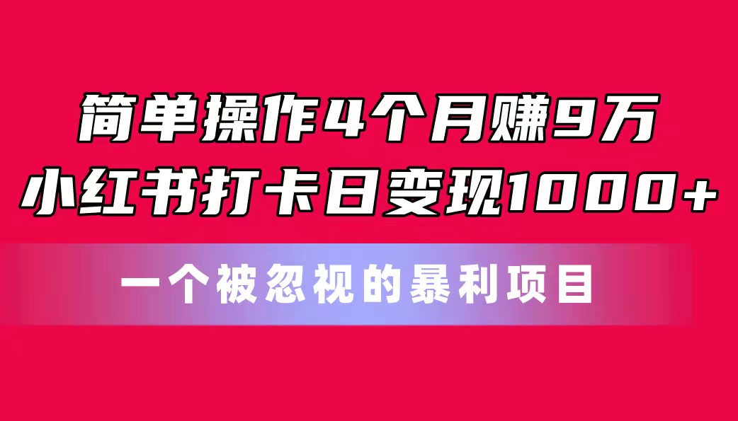 （11048期）简单操作4个月赚9万！小红书打卡日变现1000+！一个被忽视的暴力项目-七量思维