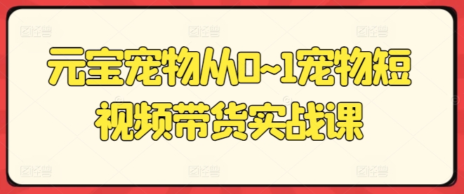 元宝宠物从0~1宠物短视频带货实战课-七量思维