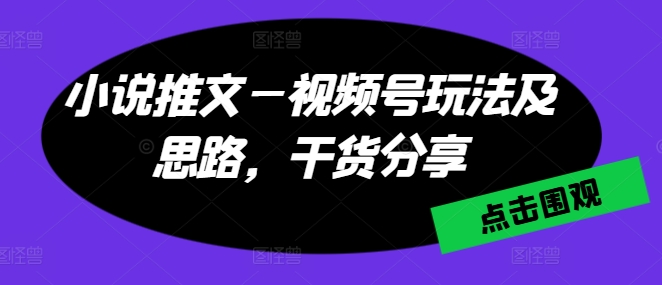 小说推文—视频号玩法及思路，干货分享-七量思维