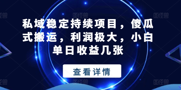 私域稳定持续项目，傻瓜式搬运，利润极大，小白单日收益几张-七量思维