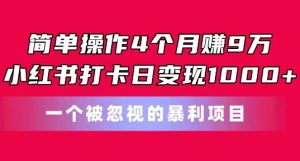 简单操作4个月赚9w,小红书打卡日变现1k,一个被忽视的暴力项目-七量思维