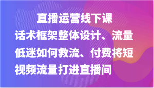 直播运营线下课-话术框架整体设计、流量低迷如何救流、付费将短视频流量打进直播间-七量思维