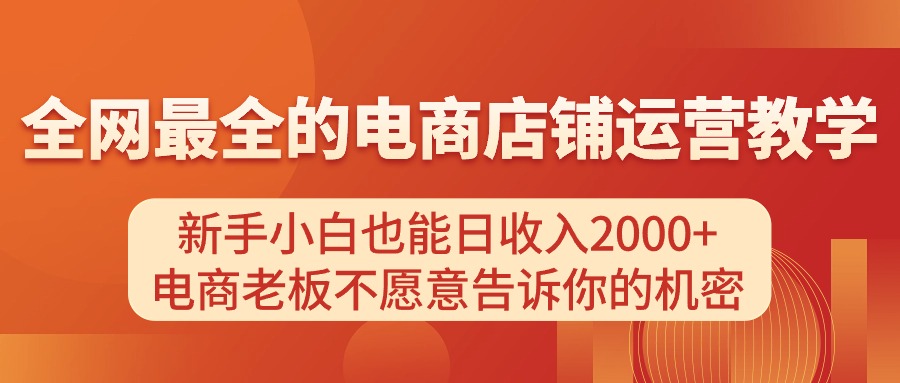 （11266期）电商店铺运营教学，新手小白也能日收入2000+，电商老板不愿意告诉你的机密-七量思维