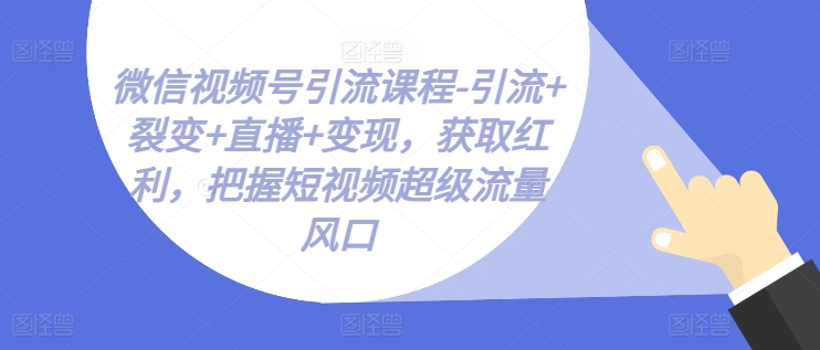 微信视频号引流课程-引流+裂变+直播+变现，获取红利，把握短视频超级流量风口-七量思维