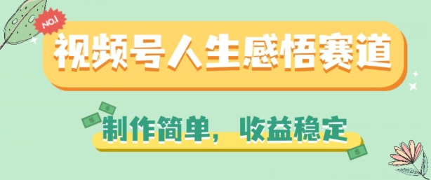 视频号人生感悟赛道，制作简单，收益稳定-七量思维