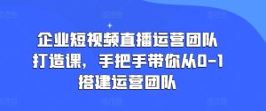 企业短视频直播运营团队打造课,手把手带你从0-1搭建运营团队-七量思维
