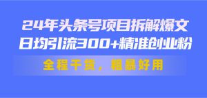 (11397期)24年头条号项目拆解爆文,日均引流300+精准创业粉,全程干货,粗暴好用-七量思维
