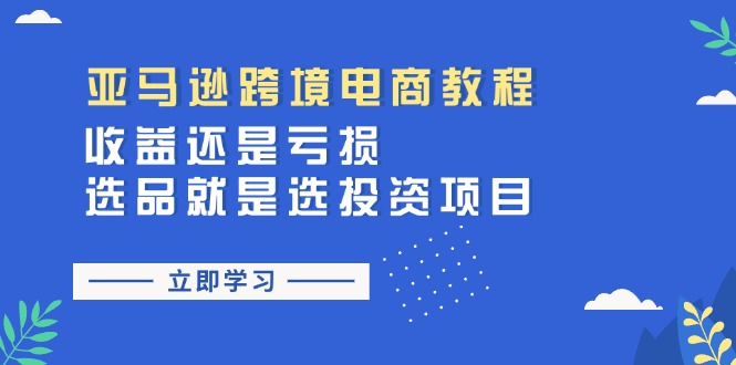 （11432期）亚马逊跨境电商教程：收益还是亏损！选品就是选投资项目-七量思维