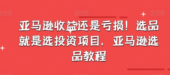 亚马逊收益还是亏损！选品就是选投资项目，亚马逊选品教程-七量思维