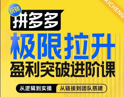 拼多多极限拉升盈利突破进阶课，​从算法到玩法，从玩法到团队搭建，体系化系统性帮助商家实现利润提升-七量思维