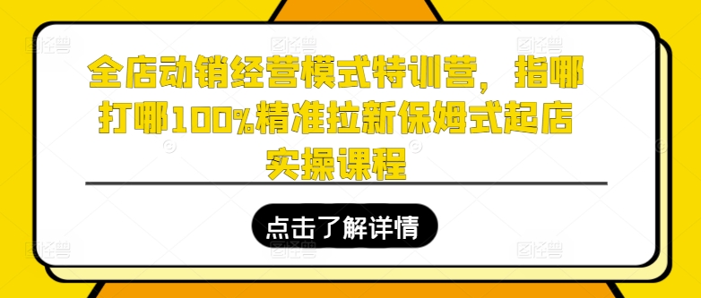 全店动销经营模式特训营，指哪打哪100%精准拉新保姆式起店实操课程-七量思维