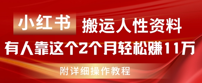 小红书搬运人性资料，有人靠这个2个月轻松赚11w，附教程-七量思维