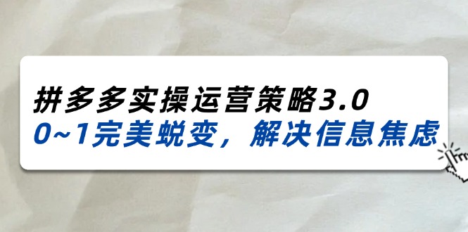 2024-2025拼多多实操运营策略3.0，0~1完美蜕变，解决信息焦虑（38节）-七量思维