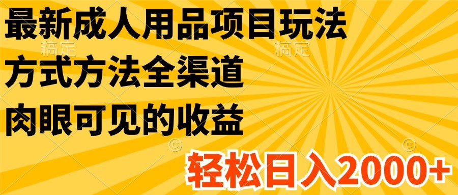 最新成人用品项目玩法，方式方法全渠道，肉眼可见的收益，轻松日入2000+-七量思维