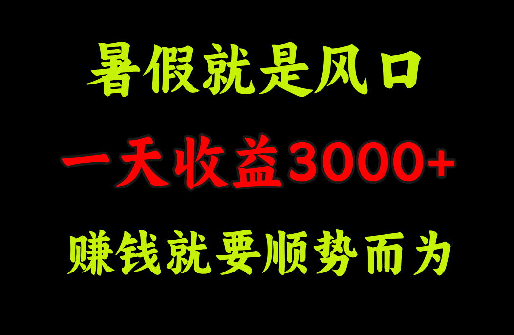 （11670期）一天收益3000+ 赚钱就是顺势而为，暑假就是风口-七量思维