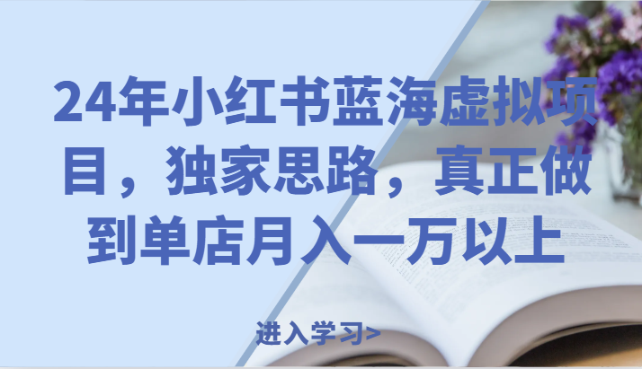 24年小红书蓝海虚拟项目，独家思路，真正做到单店月入一万以上。-七量思维