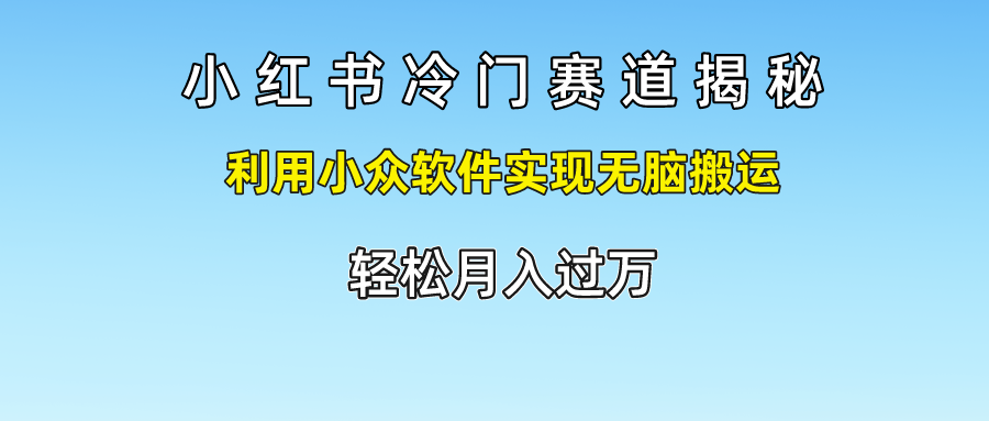 小红书冷门赛道揭秘,利用小众软件实现无脑搬运，轻松月入过万-七量思维