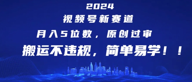 2024视频号新赛道，月入5位数+，原创过审，搬运不违规，简单易学-七量思维