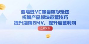 (11848期)亚马逊VC账号核心玩法,拆解产品模块运营技巧,提升店铺GMV,提升运营利润-七量思维