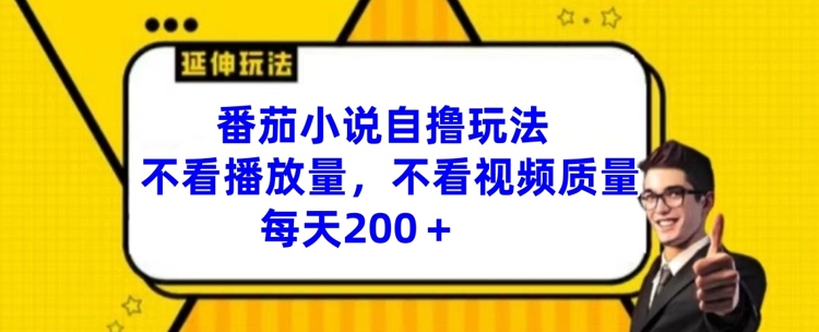 番茄小说自撸玩法，不看播放量，不看视频质量，每天200+-七量思维