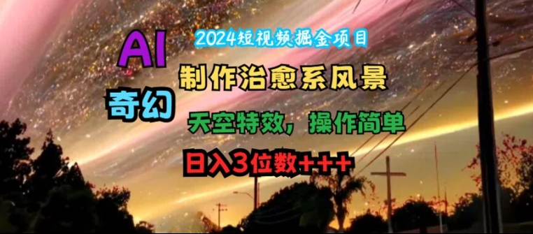 2024短视频掘金项目，AI制作治愈系风景，奇幻天空特效，操作简单，日入3位数-七量思维