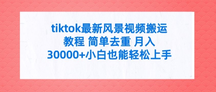 tiktok最新风景视频搬运教程 简单去重 月入3W+小白也能轻松上手-七量思维