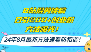 (11975期)B站混剪读稿日引200+创业粉方法4.0曝光,24年8月最新方法Ai一键操作 速…-七量思维