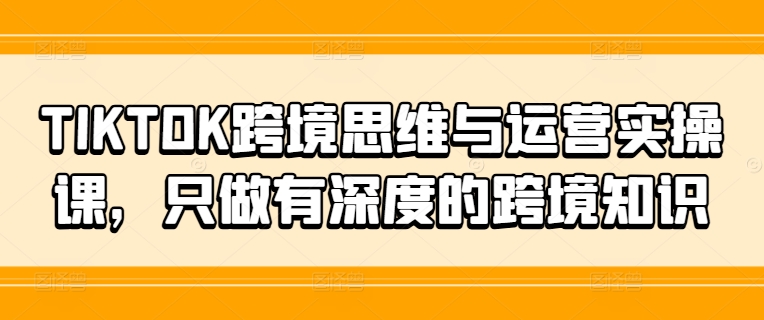 TIKTOK跨境思维与运营实操课，只做有深度的跨境知识-七量思维