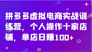 拼多多虚拟电商实战训练营,个人操作十家店铺,单店日赚100+-七量思维