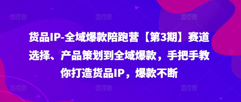 货品IP全域爆款陪跑营【第3期】赛道选择、产品策划到全域爆款，手把手教你打造货品IP，爆款不断-七量思维