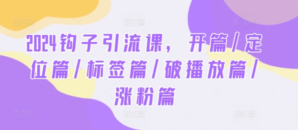 2024钩子引流课，开篇/定位篇/标签篇/破播放篇/涨粉篇-七量思维