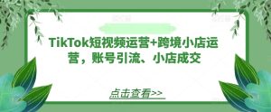 TikTok短视频运营+跨境小店运营,账号引流、小店成交-七量思维