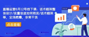 直播运营6月12号线下课:话术框架整体设计/流量低迷如何救流/话术框架等,全场燃爆,非常干货-七量思维