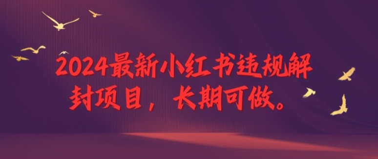 2024最新小红书违规解封项目，长期可做，一个可以做到退休的项目-七量思维