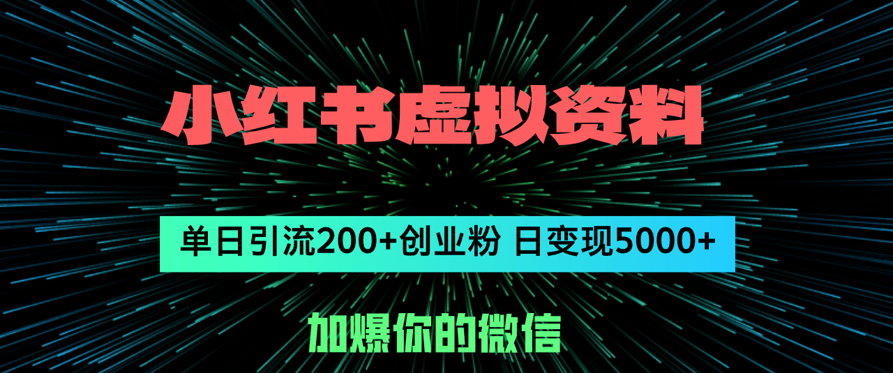 （12164期）小红书虚拟资料日引流200+创业粉，单日变现5000+-七量思维