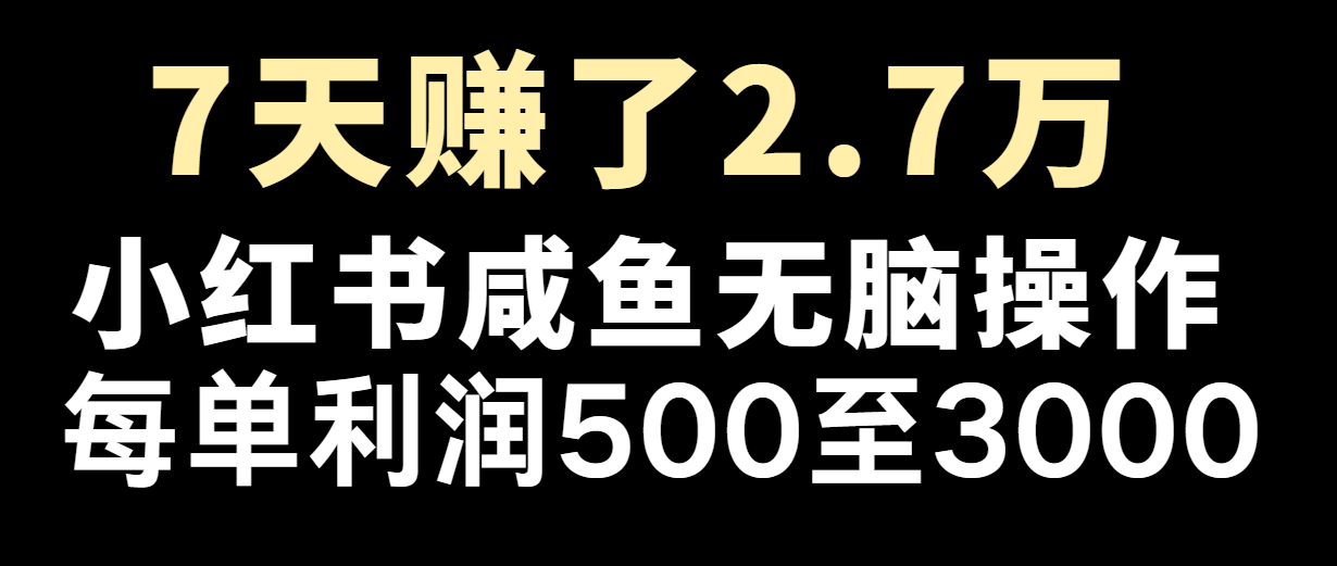 七天赚了2.7万！每单利润最少500+，轻松月入5万+小白有手就行-七量思维