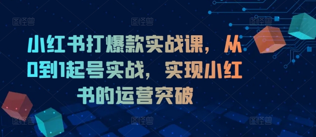 小红书打爆款实战课，从0到1起号实战，实现小红书的运营突破-七量思维