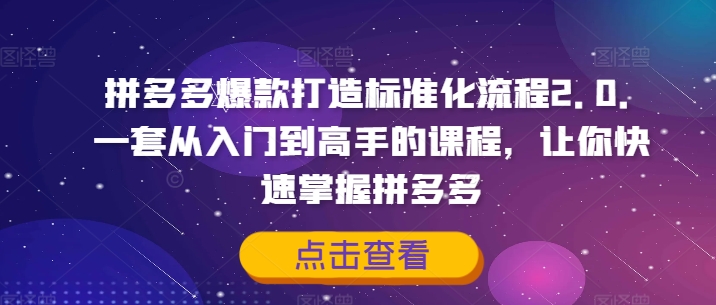 拼多多爆款打造标准化流程2.0，一套从入门到高手的课程，让你快速掌握拼多多-七量思维