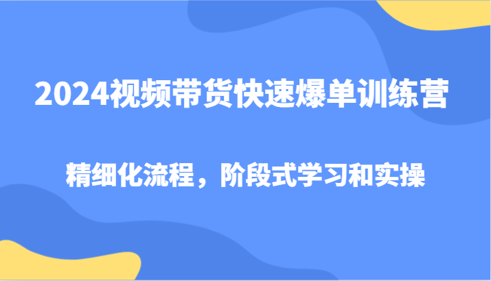 2024视频带货快速爆单训练营，精细化流程，阶段式学习和实操-七量思维