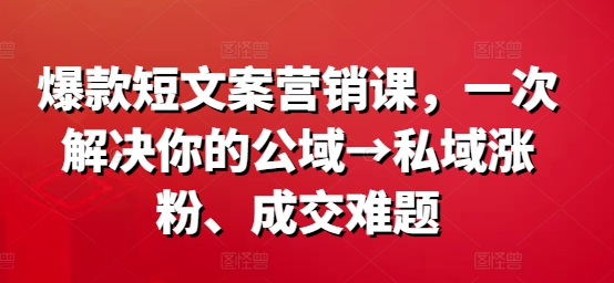 爆款短文案营销课，一次解决你的公域→私域涨粉、成交难题-七量思维