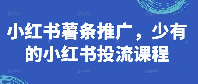 小红书薯条推广，少有的小红书投流课程-七量思维