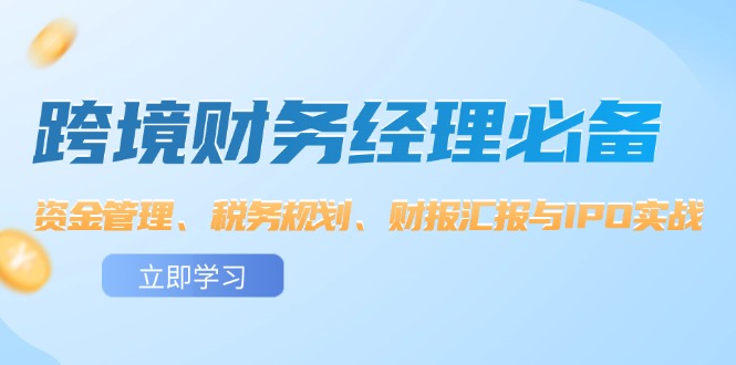 （12323期）跨境 财务经理必备：资金管理、税务规划、财报汇报与IPO实战-七量思维