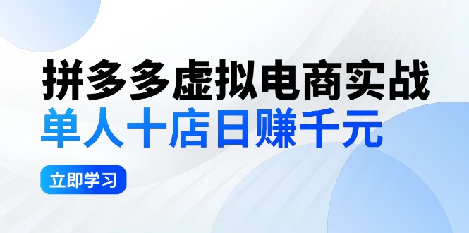 （12326期）拼夕夕虚拟电商实战：单人10店日赚千元，深耕老项目，稳定盈利不求风口-七量思维