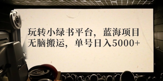 （12366期）玩转小绿书平台，蓝海项目，无脑搬运，单号日入5000+-七量思维