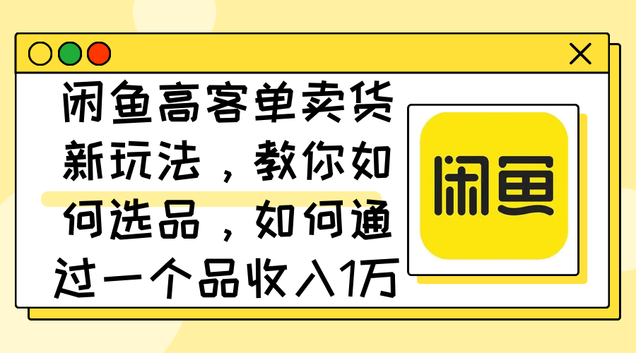 （12387期）闲鱼高客单卖货新玩法，教你如何选品，如何通过一个品收入1万+-七量思维